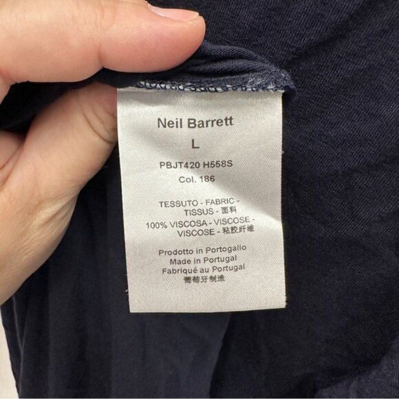 Neil Barrett Crew Neck Layered Navy White Tee Farfetch MSRP $385 NWT Size L - Picture 5 of 7